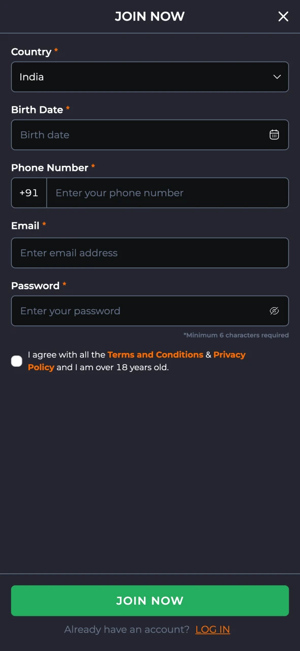 Make a new account using 9winz link.
