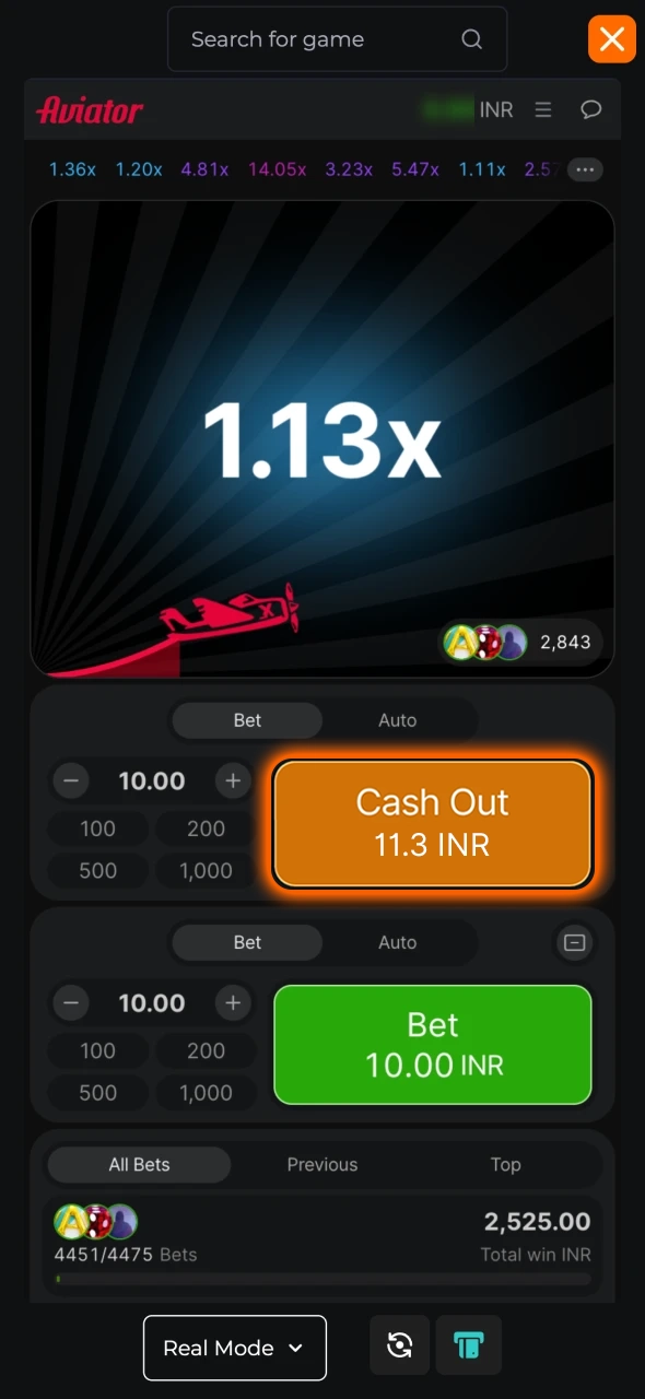 Play Aviator game at 9winz and win.