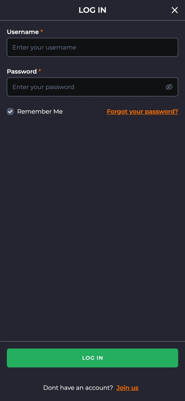 Log in to your personal profile at 9winz.