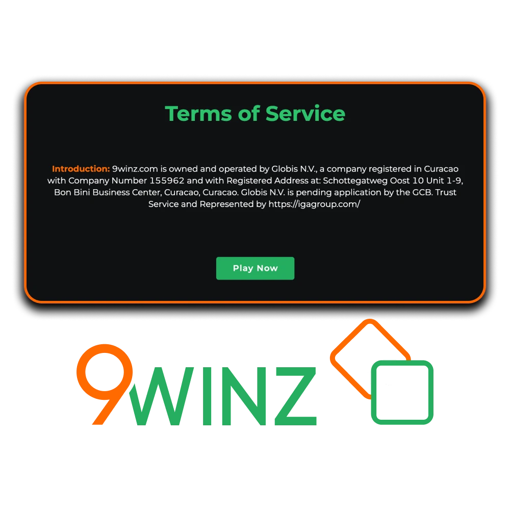 Read the general terms and conditions of 9winz website.