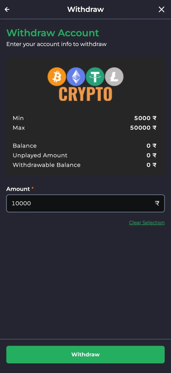 Indicate the amount to withdraw from 9winz and confirm.