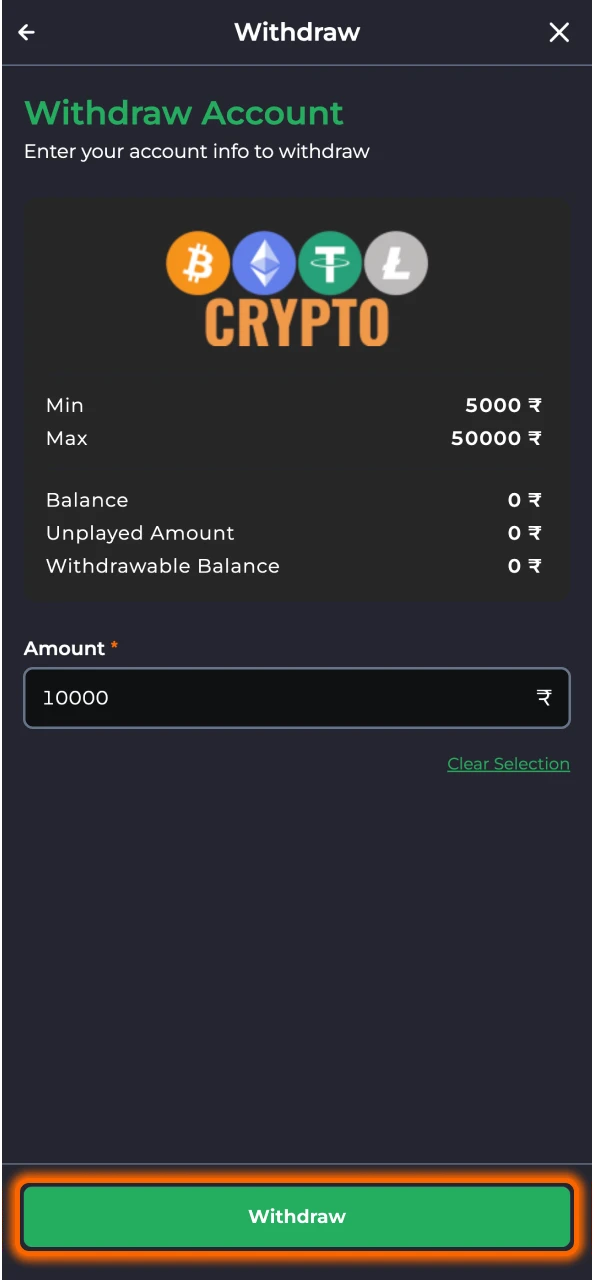 At 9winz page click Withdraw button and wait.