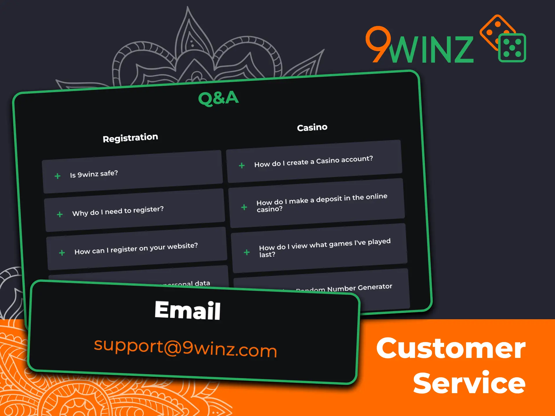 Get quick answers with 9winz live chat and FAQ section.