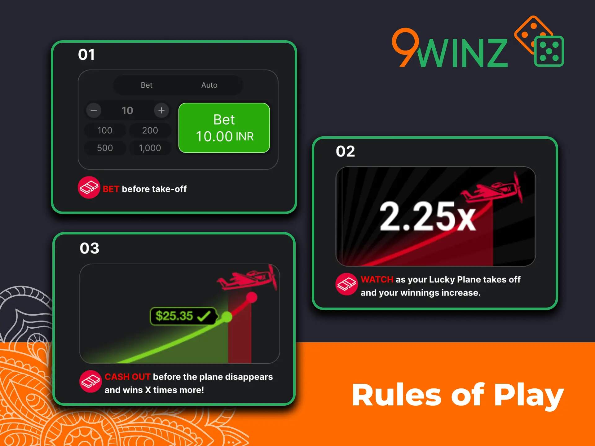 Enjoy fast rounds and simple rules in 9winz Aviator game.