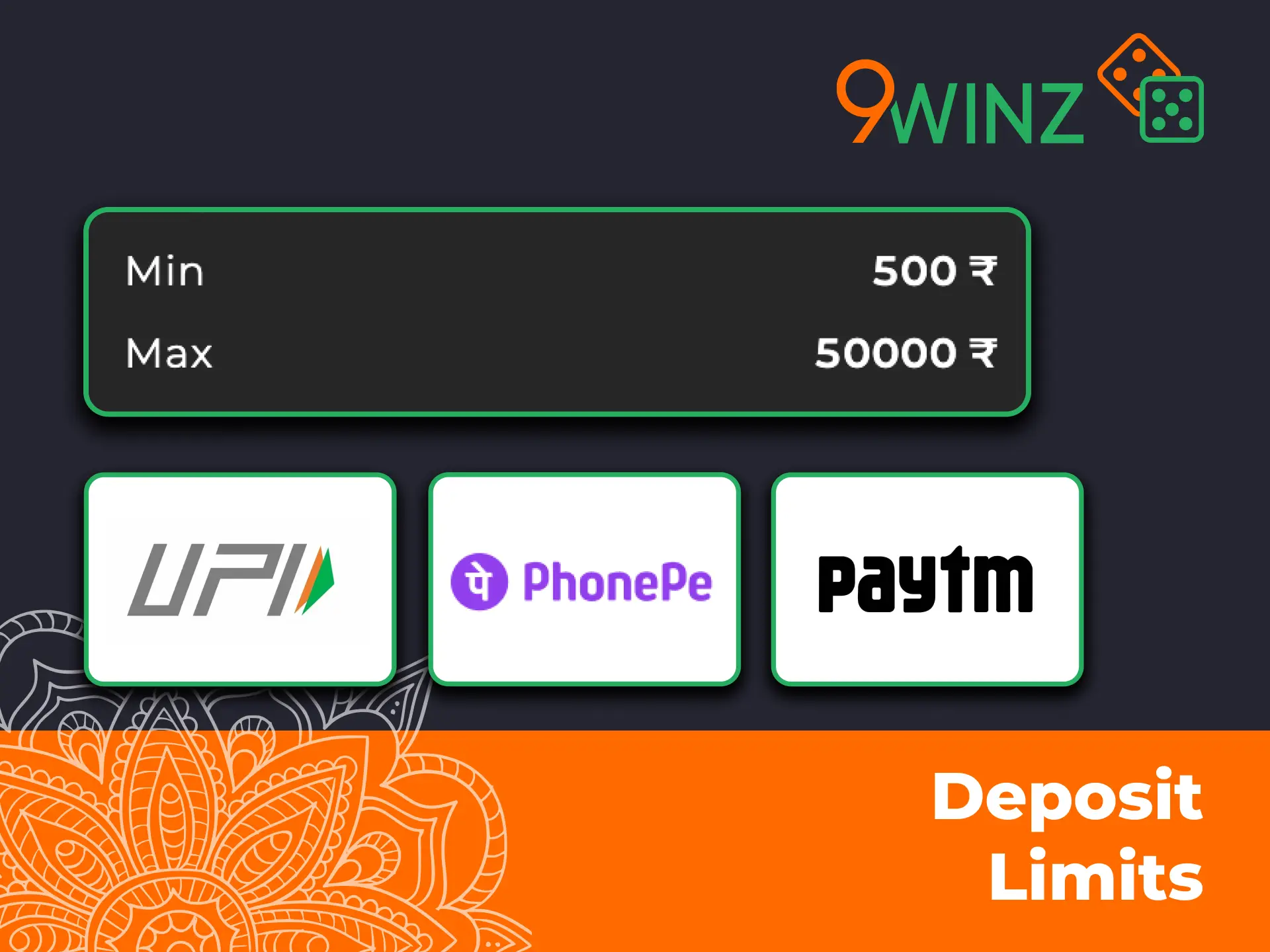 Enjoy flexible 9winz deposit limits.