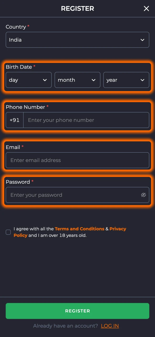 Start with registering an account at 9winz site.