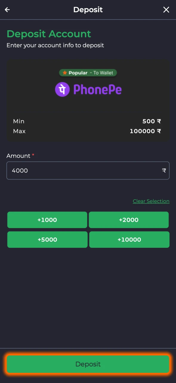 Deposit funds into your 9winz account.