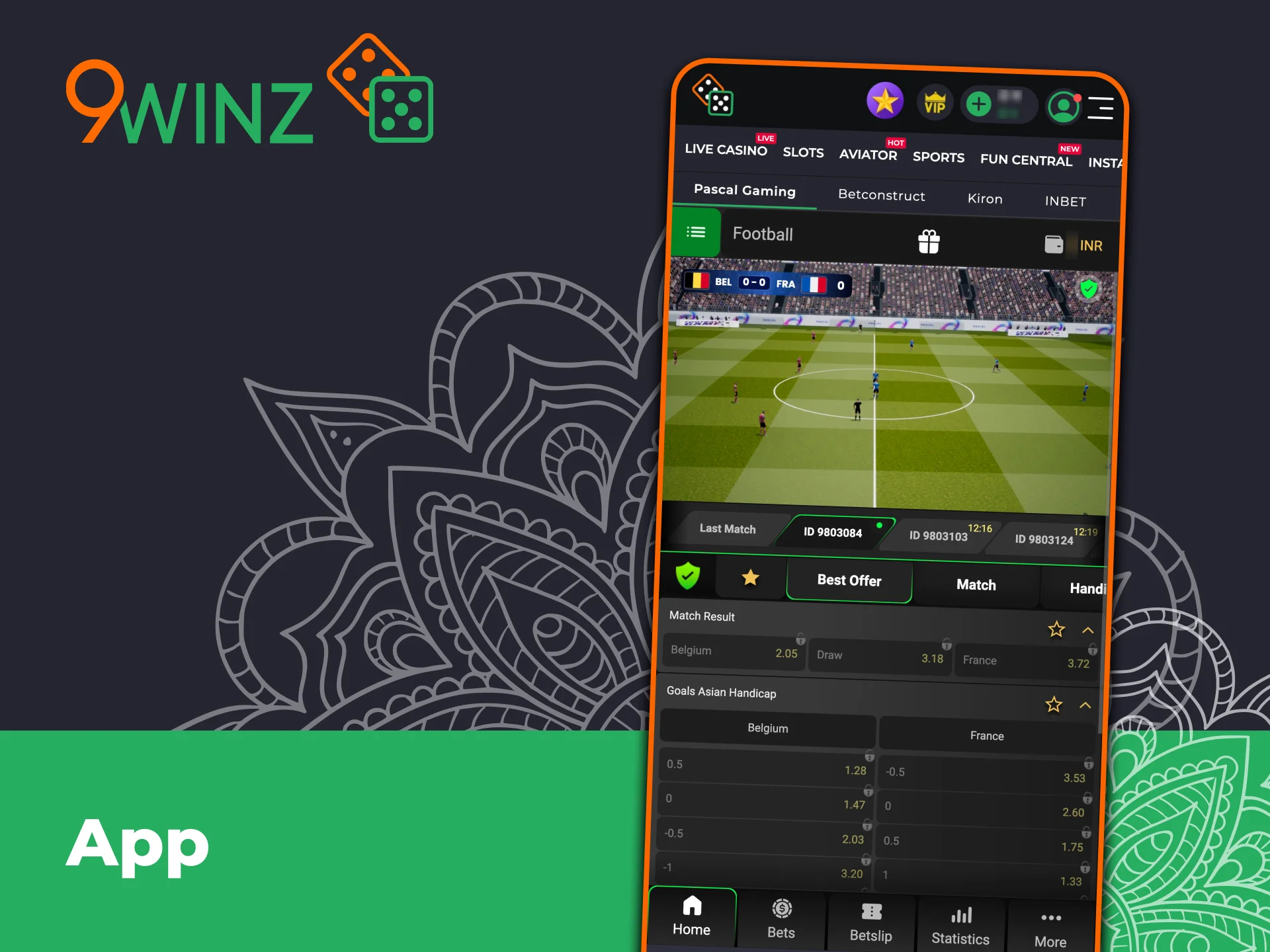 Use 9winz mobile version for virtual sports betting.
